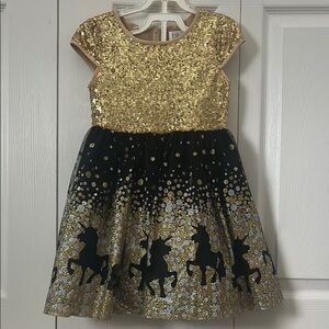 Gold and Black Unicorn Kids Costume Dress
